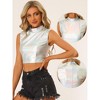 Allegra K Women's Metallic Crop Shiny Sleeveless Holographic Party Tank Tops - 2 of 4