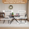 Gulches 5-Piece Expandable Dining Set, 59" Black Sandblasted Glass Table & 4 Gray Ergonomic Chairs, X-Base 4-8 Seater for Small Spaces/Kitchen - 2 of 4