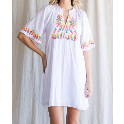 Women's Embroidered Mini Dress - Jodifl