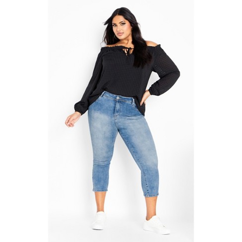 City Chic  Women's Plus Size Sweet 3/4 Jean - Mid Denim - 16w : Target