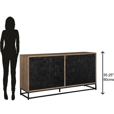 Transitional Parquet Corner Entertainment Center in Black and Brown