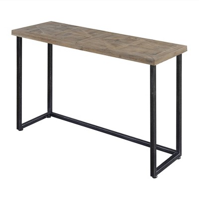 Laredo Parquet Console Table Natural/Black - Breighton Home: Rustic Fir Wood, Metal Frame, Entryway Furniture