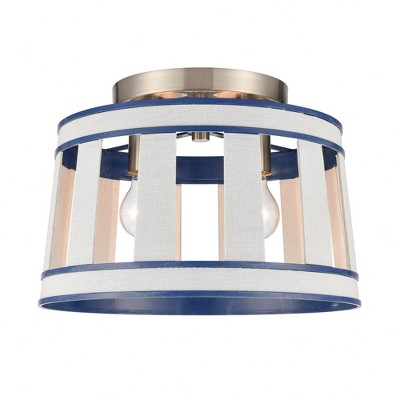 Elk Home White Burlap 2 - Light Semi-Flush Mount in  Ocean Blue