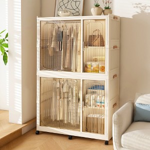 Whisen Wardrobe Closet Storage Organizer, Clothes Dresser, 9 Magnetic Doors-9 Cubes & 1 Hanging Rod, 6 pcs Hangers - 1 of 4