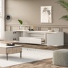 ATJafurn Modern 3 Piece Living Room Entertainment Center Set Includes TV Stands, Glass Display Cabinet and Nightstand For 75 Inch TV, White - 2 of 4