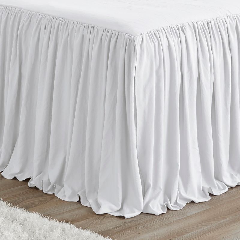 Sweet Jojo Designs Gender Neutral Unisex Queen Duvet Cover Bedding Set Gathered Bedspread White 3pc, 5 of 6