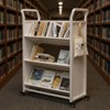 Garvee 3-Tier Rolling Book Cart on Wheels, V-Shaped Storage Bookshelf with Side Hooks for Library, School, White - 3 of 4