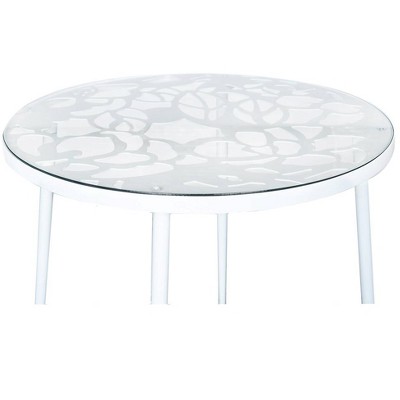 White Aluminum 5-Piece Outdoor Dining Set with Flower Design