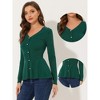 Allegra K Women's Slim Fit V-Neck Long Sleeve Ribbed Pullover Knitted Peplum Sweater - 2 of 4