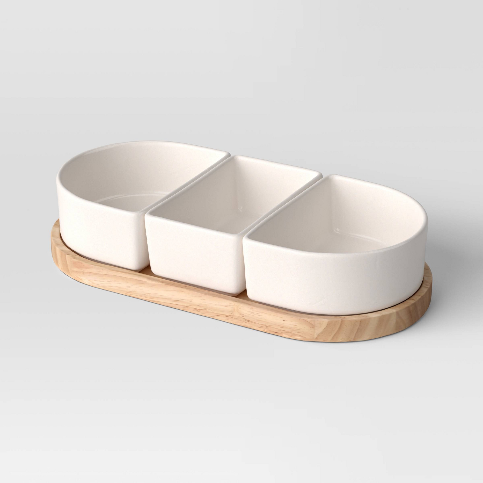 4pc Ceramic Sectioned Serving Bowl Set - Threshold™