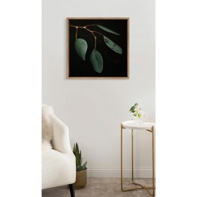 Eucalyptus Leaves Framed Canvas Print in Gold Frame