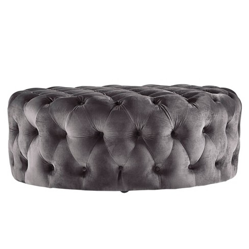 Beekman Place Velvet Button Tufted Round Cocktail Ottoman Inspire Q Target