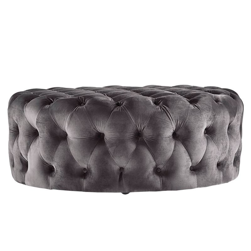 Beekman Place Velvet Button Tufted Round Cocktail Ottoman - Inspire Q, 1 of 10
