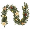 Christmas Garland for Mantle, 6Ft Prelit Garland Christmas Decorations, Poinsettias Flowers & Ball Ornaments for Fireplace Stair Railing Decor - 4 of 4
