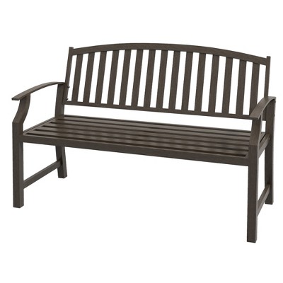 46" Outdoor Garden Bench, Metal Bench Look Slatted Frame Furniture for Patio, Park, Porch, Lawn, Deck