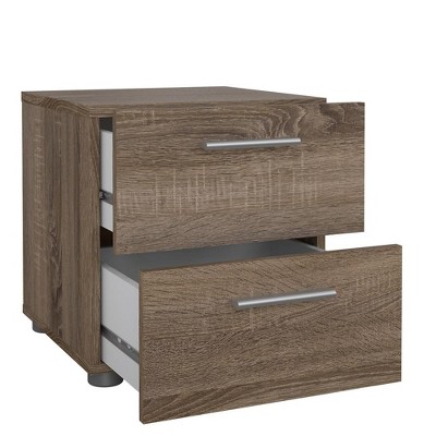 Truffle Transitional 2-Drawer Nightstand with Metal Accents