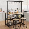 Kitchen Island, Bakers Rack Microwave Stand with 3-Tier Storage, 5 S-Hooks, Metal Coffee Bar Table, Multi-Purpose Shelf with Extra-Thick Tabletop - 3 of 4