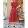 Women's short sleeve Dresses Summer V Neck Elastic Waist Maxi Dress - 2 of 3
