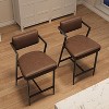 Tall Bar Stools Set of 2, Upholstered Counter Height Bar Stools with Thick Cushion, Thickened Metal Legs, Backrest and Footrest, for Home - 3 of 4