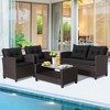 Tangkula 8PCS Outdoor Conversation Set Patio PE Rattan Set w/ Glass Table & Sofa Cushions - 3 of 4