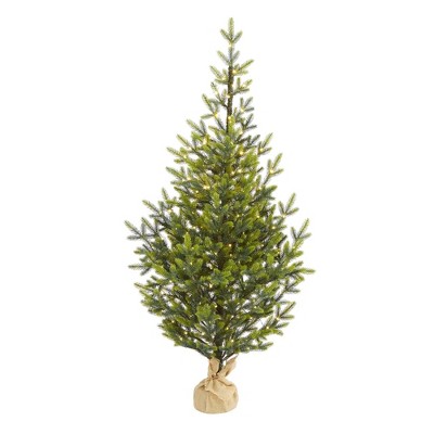 Nearly Natural 5’ Fraser Fir “Natural Look” Prelit LED Artificial Christmas Tree with a Burlap Base