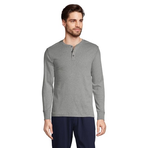 Lands' End Men's Big Knit Rib Pajama Henley - 4x Big - Pewter Heather ...