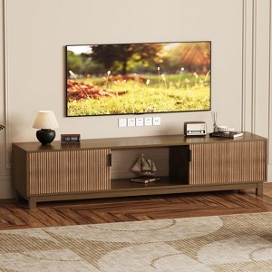 70'' Fluted TV Stands, Media TV Consoles with Storage Cabinet and Open Storage Shelf, Entertainment Center for Up to 80 Inches TV, for Living Room - 1 of 4