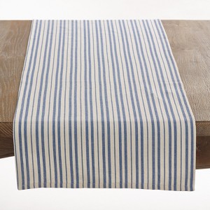 Saro Lifestyle Timeless Stripes Table Runner, 16"x72", Blue - 1 of 3