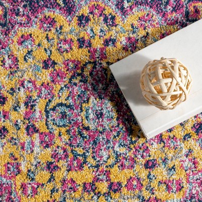 Pink and Blue Vintage Persian Style Rectangular Area Rug