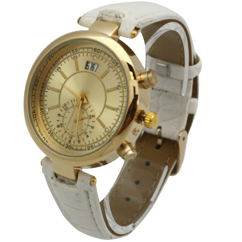 OLIVIA PRATT MULTICOLORED GOLD FACE LEATHER STRAP WATCH, 5 of 7