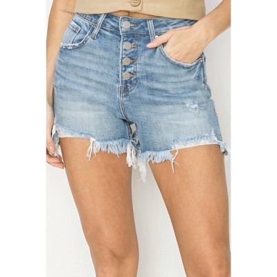 Women's Button Front High Rise Shorts - RISEN