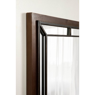 Audubon Rustic Brown Wood and Metal Rectangular Vanity Mirror