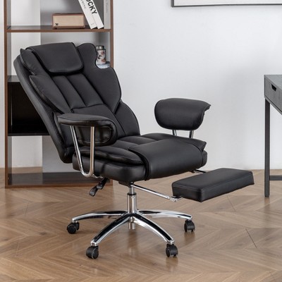 Executive Office Chair with Footrest, High Back Reclining Office Chair, Swivel Ergonomic Office Chair, Leather Computer Chair for Home Office