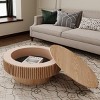 31'' Round Solid Wood Coffee Table,Coffee Table With Storage And Solid Wood Veneered,Accent Tea Table For Living Room,Bedroom-Coolbibila - 3 of 4