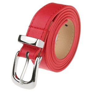 INSPIRE CHIC Women Faux Leather Gold/Silver Buckle Belt 0.9" Waist Belts for Jeans Pants Dresses - 1 of 4