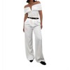 Women's Ruched Off The Shoulder V Neck Top - beige botany - 4 of 4