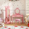 Infans Kids Vanity Set Princess Makeup Dressing Table and Chair Set w/ Coat Rack - 3 of 4