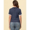 Allegra K Women's Polka Dots Flat Collar Contrast Tie Neck Short Sleeve Blouses - 3 of 4