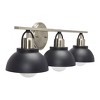 Robert Stevenson Lighting Walsh Metal 3-Light Vanity Light with Shades Matte Black and Brushed Nickel: ETL Listed, Steel Body, No Switch - 3 of 4