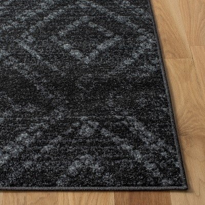 Adirondack Dark Grey Geometric Synthetic Area Rug 2'6" x 4'