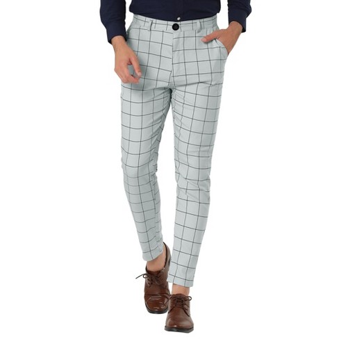 Lars Amadeus Men's Dress Plaid Slim Fit Flat Front Business Pants With ...