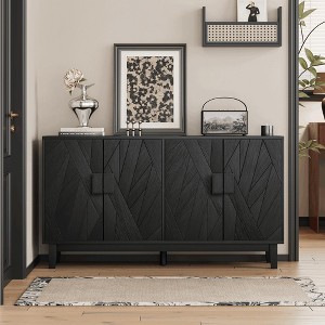 Modern Medieval Style Buffet Cabinet,Side Cabinet, Decorative for Living Room, Dining Room, Entrance, Corridor, Kitchen,Black - 1 of 4