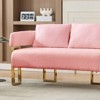 Okak Modern Teddy Fleece Upholstered Back Armchair with Gold Metal Frame,Leisure Reception Chair for Living Rooms,Relaxation Areas - 2 of 4