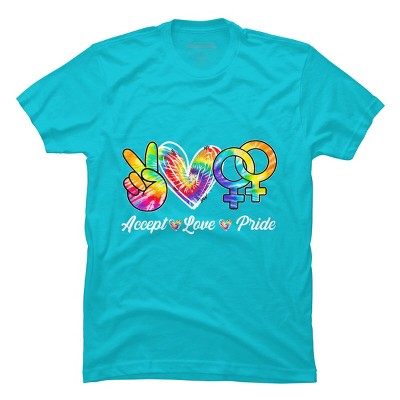 Adult Design By Humans Accept Love Tie-Dye Rainbow Pride By Marilynart T-Shirt