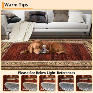 Washable Area Rug Modern Geometric Bordered Rug Low Pile Non Slip Floor Carpet, Soft Non Shedding Thin Rug, Distressed Rug for Bedroom Living Room - 1 of 4
