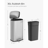 SONGMICS Trash Can with Lid, 8 Gallon Garbage Can, Stainless Steel Small Waste Bin with Step Pedal and Inner Bucket, Soft Close, Kitchen - 4 of 4