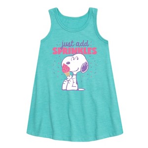 Girls' - Peanuts - Just Add Sprinkles Graphic Sleeveless Aline Dress - 1 of 4