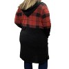 Women's Hooded Buffalo Plaid Cardigan - honeyme - 2 of 3