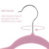 Elama Home 100 Piece Velvet Slim Profile Heavy Duty Felt Hangers with Stainless Steel Swivel Hooks in Pink - 3 of 4