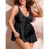 Women's Plus Size Multi-Layer Ruffle Hem Swimsuit Tankini Bathing Suit - 2 of 4